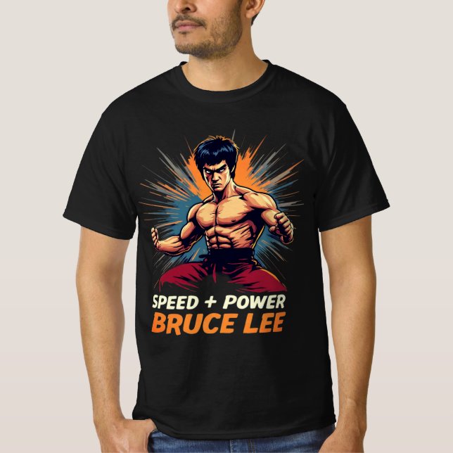 Bruce Lee "Speed + Power" Graphic  T-Shirt (Front)