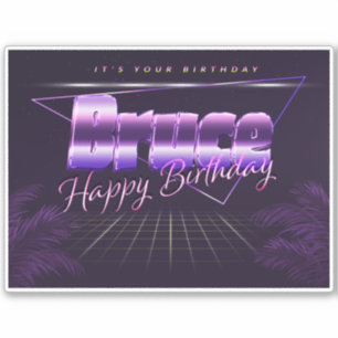 Bruce Name Vorname lila retro Sticker Geburtstag