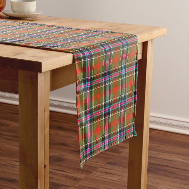Bruce of Kinnaird Ancient Tartan Plaid Pattern Short Table Runner (In Situ)