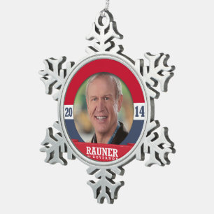 BRUCE RAUNER CAMPAIGN SNOWFLAKE PEWTER CHRISTMAS ORNAMENT