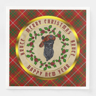 Bruce Scottie Dog Christmas Paper Dinner Napkins
