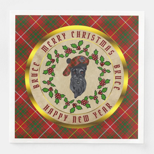 Bruce Scottie Dog Christmas Paper Dinner Napkins (Front)
