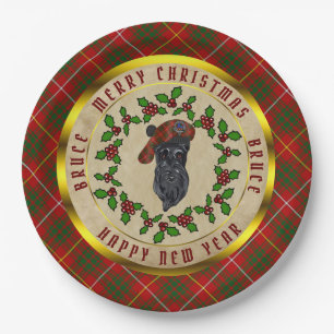 Bruce Scottie Dog Christmas Paper Plate