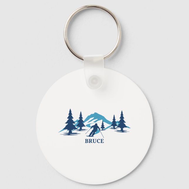 Bruce Ski Resort Skiing Skier _1  Key Ring (Front)
