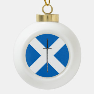 Bruce Sword on Saltire Ceramic Ball Christmas Ornament