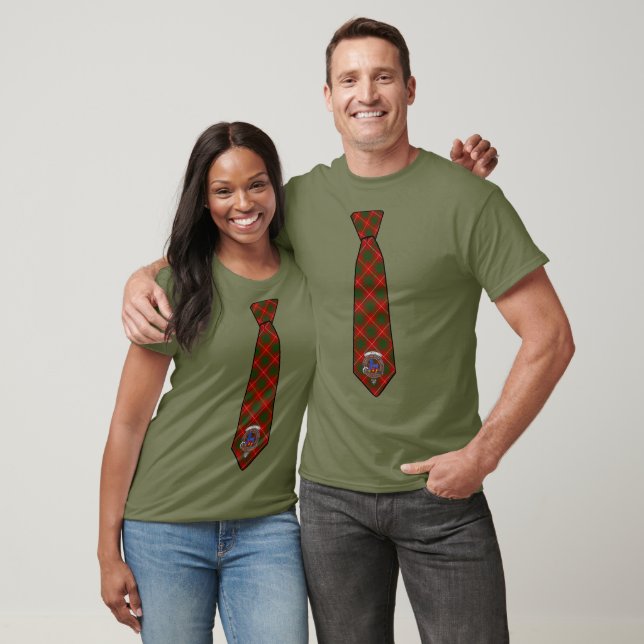 Bruce Tartan Necktie T-Shirt with Badge (Unisex)