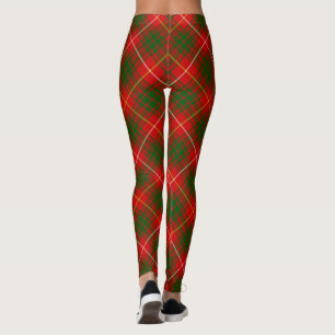 Bruce tartan red green plaid leggings
