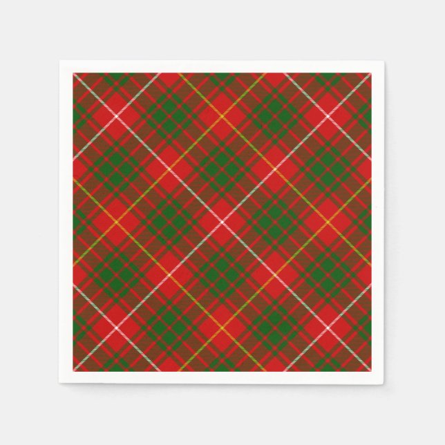 Bruce tartan red green plaid napkin (Front)