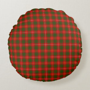 Bruce tartan red green plaid round cushion