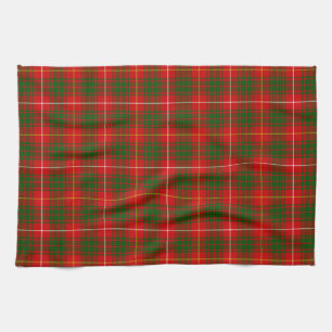 Bruce tartan red green plaid tea towel