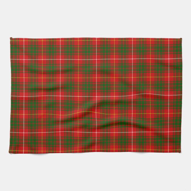 Bruce tartan red green plaid tea towel (Horizontal)