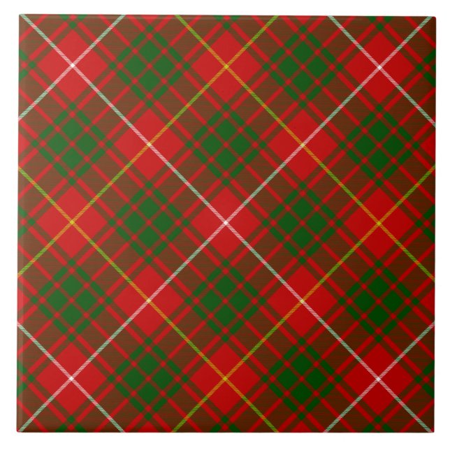 Bruce tartan red green plaid tile (Front)