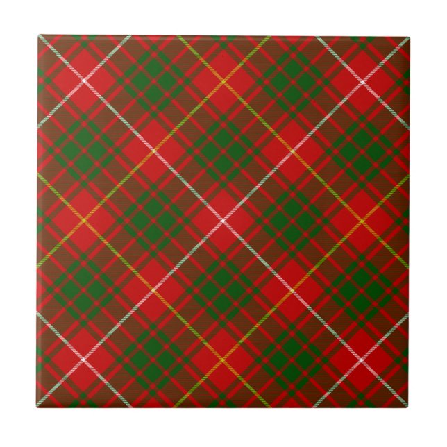 Bruce tartan red green plaid tile (Front)