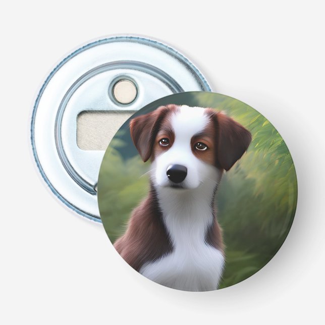 Bruce The Border Collie Puppy, Bottle Opener (Front)