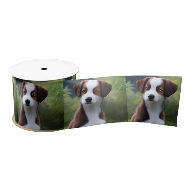 Bruce The Border Collie Puppy, Satin Ribbon (Spool)