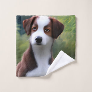 Bruce The Border Collie Puppy, Wash Cloth
