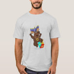 Bruce the Chanukah Moose T-Shirt<br><div class="desc">has nothing on Bruce!  Checkout Bruce the Hanukkah Moose jumping over his dradle,  rocking his menorah antlers and his star of david gold necklace.  Awesome holiday tshirt.  happy Chanukah!</div>