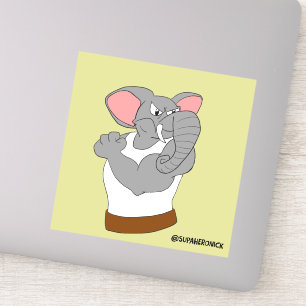Bruce the Elephant Cartoon Strongman Sticker