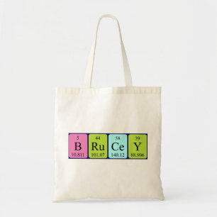 Brucey periodic table name tote bag