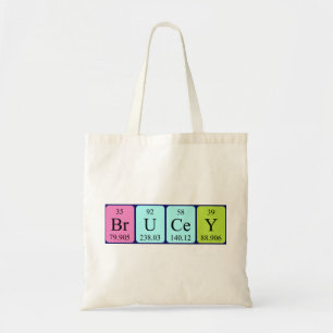 Brucey periodic table name tote bag