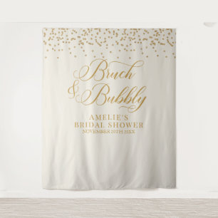 Bruch and bubbly cream glitter gold backdrop tapestry