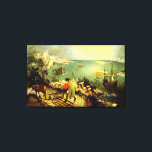 Bruegel's Landscape with the Fall of Icarus - 1558 Canvas Print<br><div class="desc">Pieter Bruegel's Classic Renaissance Painting of the Icarus Myth, Northern Renaissance artwork that has passed into the public domain and makes wonderful gifts and other products. All of the Fine Art, Vintage Art, Classic Masterpieces, and other Antique Masterworks here at Masterpiece Gallery have been carefully edited and placed on products...</div>