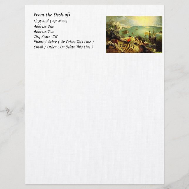 Bruegel's Landscape with the Fall of Icarus - 1558 Customized Letterhead (Front)