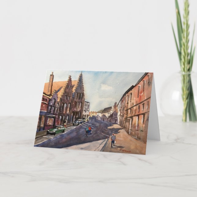 Bruges Afternoon Impressionistic Watercolor Painti Card (Front)