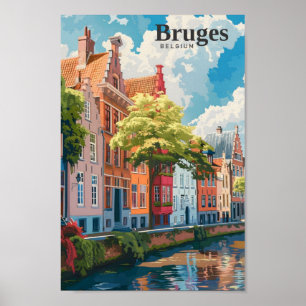 Bruges Belgium Art Vintage Travel  Poster