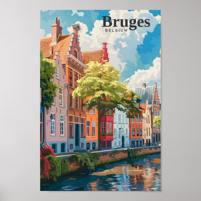 Bruges Belgium Art Vintage Travel  Poster (Front)