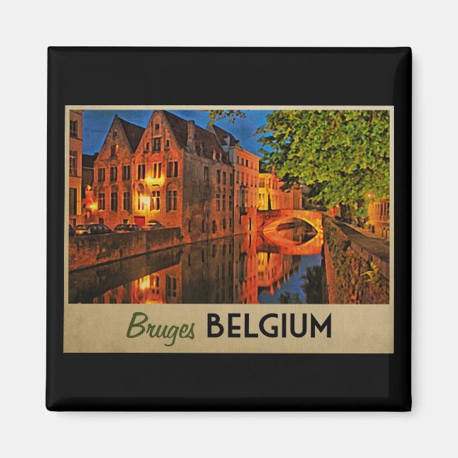 Bruges Belgium At Night Magnet (Front)