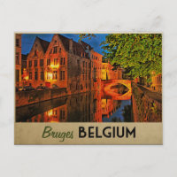 Bruges Belgium At Night