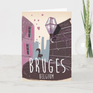 Bruges, Belgium cartoon travel poster Holiday Card