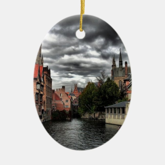 Bruges, Belgium Ceramic Tree Decoration (Front)