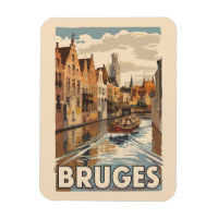 Bruges Belgium Illustration Travel Art Vintage