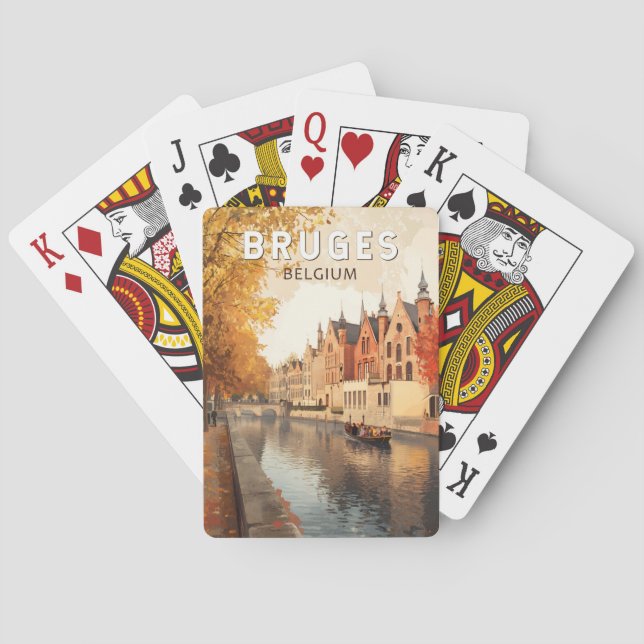 Bruges Belgium Illustration Travel Art Vintage Playing Cards (Back)