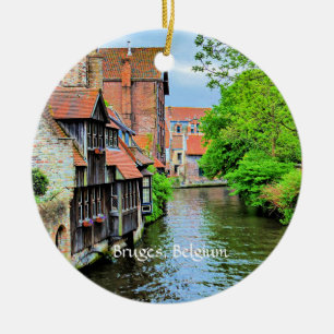 Bruges, Belgium scenic photograph Ceramic Tree Decoration