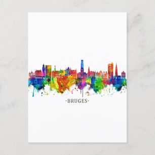 Bruges Belgium Skyline Holiday Postcard
