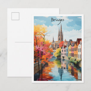Bruges Belgium Travel Aesthetic Postcard