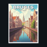 Bruges Belgium Travel Canal Postcard<br><div class="desc">Bruges, often referred to as the "Venice of the North, " is a fairytale city in Belgium renowned for its mediaeval charm, winding canals, and cobblestone streets. A UNESCO World Heritage Site, Bruges is a beautifully preserved gem that transports visitors back in time with its Gothic architecture, picturesque market squares,...</div>
