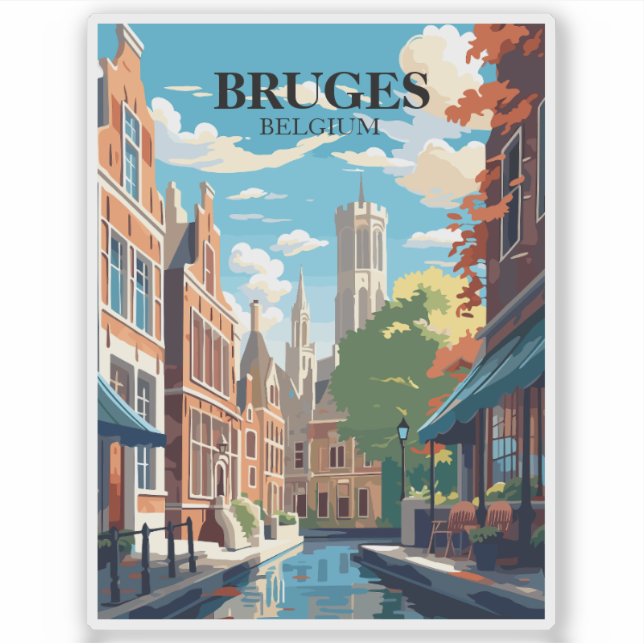 Bruges Belgium Travel Illustration (Front)