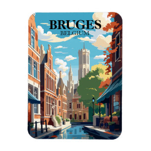Bruges Belgium Travel Illustration Magnet