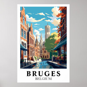 Bruges Belgium Travel Illustration Poster