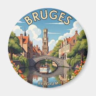 Bruges Belgium Travel Souvenir Vintage Magnet