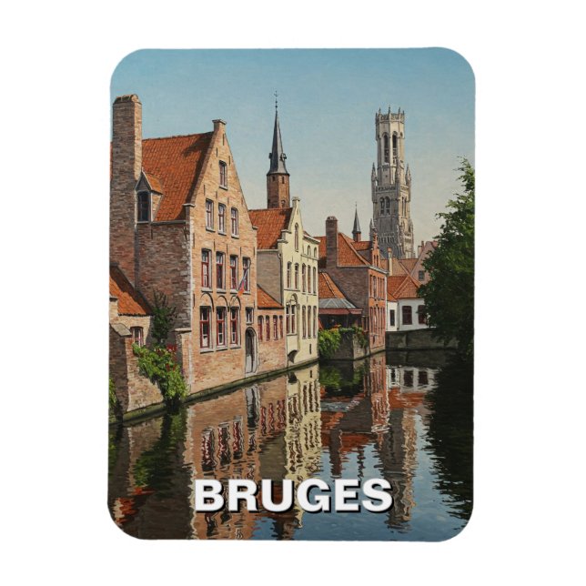 Bruges Belgium Travel Souvenir Vintage Magnet (Vertical)