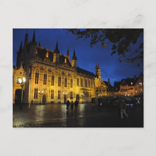 Bruges Cathedral at Night Postcard (Front)