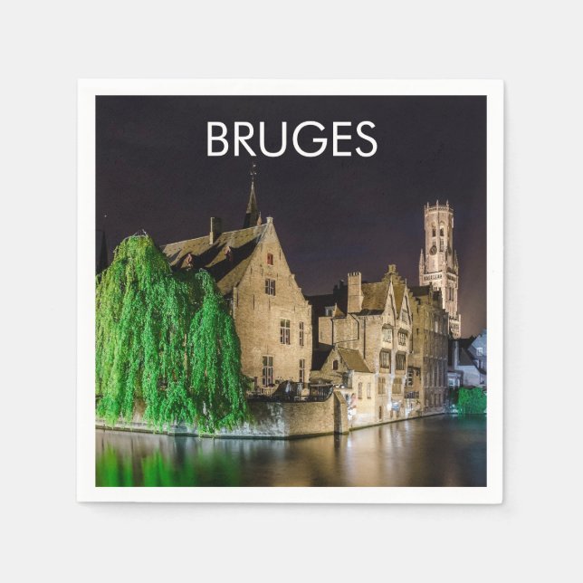 Bruges old town and Belfry tower Napkin (Front)