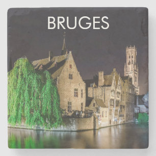 Bruges old town and Belfry tower Stone Coaster