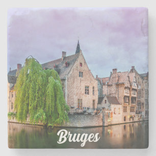 Bruges old town and Belfry tower Stone Coaster