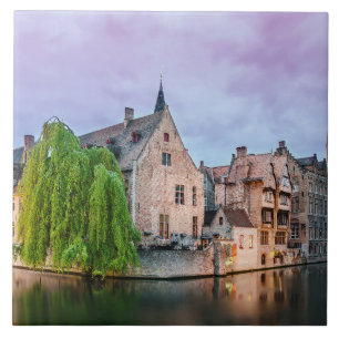 Bruges old town and Belfry tower Tile